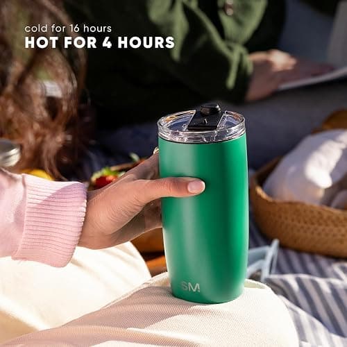 Simple Modern Travel Coffee Mug Tumbler with Flip Lid | Reusable Insulated Stainless Steel Cold Brew Iced Coffee Cup Thermos | Gifts for Women Men Him Her | Voyager Collection | 12oz | Winter White thumbnail 2