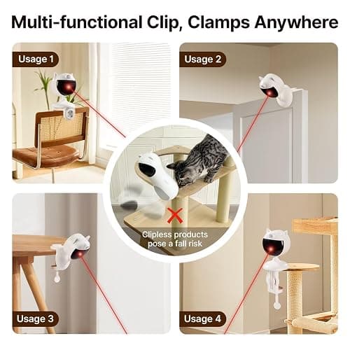 Potaroma Smart Sensor Cat Laser Toys Interactive, Motion Activated Truly Random Trjajectory, Clamp Design, Automatic Chargeable Kitten Toy Indoor Exercise, Cream White thumbnail 6