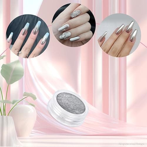 Artdone 8 Jars Chrome Nail Powder Dip Magic White Pearl Kit Silver Mirror | Metallic Effect Holographic Dip Nail Powder Decoration Iridescent Aurora Mermaid Pigment thumbnail 4