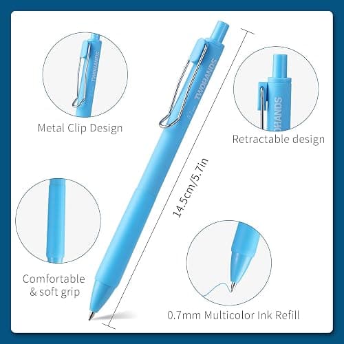 TWOHANDS Gel Pens 0.7mm Medium Point, Retractable Pen, 12 Colorful Pens | Smooth Writing Pens with Silicone Grip,Quick Dry, for Writing, Drawing, Journaling, Gifts for Women, 23506 thumbnail 2