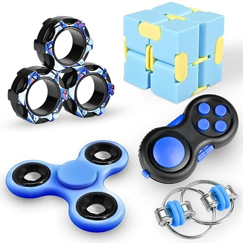 Fidget Toys Adults Set, Easter Basket Stuffers Gift for Kids Teen Cool Gadget Sensory Pack with Figette Spinner Cube ADHD Anxiety Relief Stress Magnetic Ring Office Desk Manget Toy for Boys - Image 1