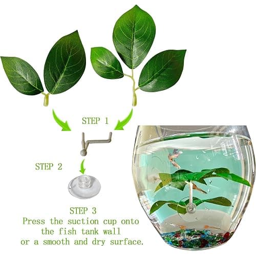 AncBace Fish Leaf Pad Fish Tank Accessories Aquarium Décor Simulating 3 pcs Adjustable Plastic Plants Betta Natural Habitat Playing Spawn Breed Rest Bed with Suction Cup Multi Leaf Design (3) thumbnail 5