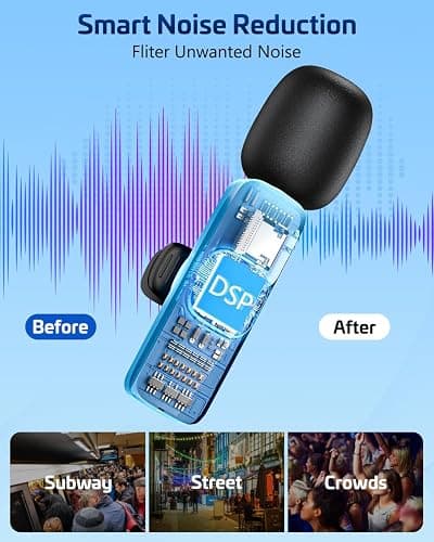 HONGJIEYUAN Pink Wireless Lavalier Microphone for iPhone & Android - Mini Clip-On Mic with Noise Cancellation, 65ft Range, 8H Battery, USB-C/Lightning - for TikTok, YouTube, Podcast, Live Streaming thumbnail 4