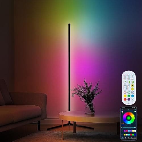 Corner Floor Lamp Smart LED Floor Lamp 142cm 16 Million Colors Smart RGB Corner Lamp Smart App and Remote Control Ambience Light with Music Sync for Bedroom Living Room Gaming Room - Image 1