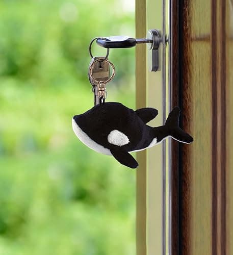 DolliBu Killer Whale Plush Keychain Stuffed Animal Toy, Bag Charm, 4 Inches | novelty keychain accessories for purse, charm backpack keychain for women, cute gifts, sea animal purse decor, ocean animal thumbnail 2