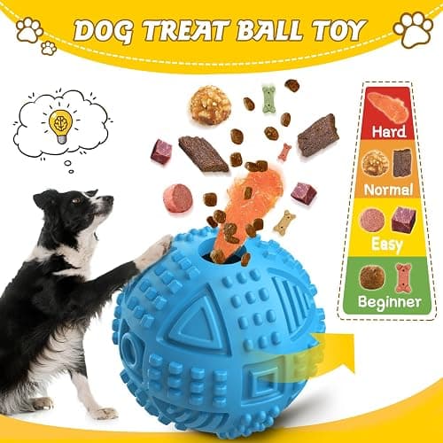 LEGEND SANDY Dog Balls Treat Dispensing Dog Toys for Aggressive Chewers Large Breed, Nearly Indestructible Squeaky Puppy Chew Toys for LargeBreeds, Natural Rubber Doggie Puzzle Toys, Pet Treat Ball thumbnail 3