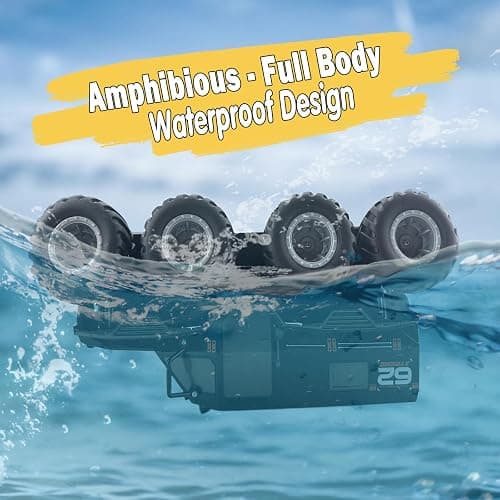 SEKAIHT Amphibious Remote Control Car RC Boats Waterproof RC Monster Truck 2.4GHz 8WD 2 Battery Drift RC Stunt Cars for Boys Girls Age 8-12,Kids Birthday Gifts Pool Toys thumbnail 3