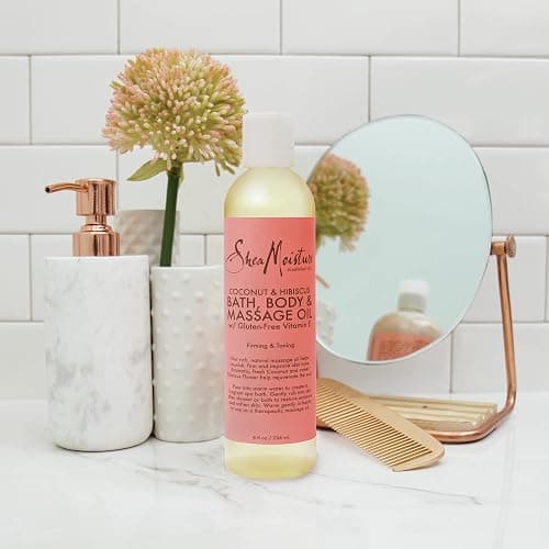 Shea Moisture Coconut & Hibiscus Massage Oil and Body Oil for Dry Skin, Bath Oil with Coconut Oil and Vitamin E Oil for Skin, 8 oz thumbnail 10