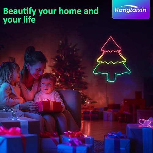 Kangtaixin 3.3FT/1M LED Neon Rope Lights, RGB LED Strip Lights App Control, Music Syncing, LED Neon Lights Strip Flexible DIY Design for Bedroom, Living, Gaming, Kitchen, Indoor, Party Decoration thumbnail 9