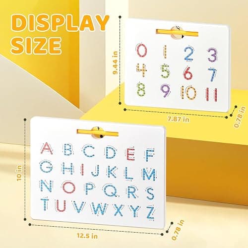 GAMENOTE Double Sided Magnetic Letter & Number Board Set - Alphabet & Numbers Tracing Board for Toddlers, ABC Uppercase & Lowercase Practicing, Math Learning, Educational Toys for Kids thumbnail 2