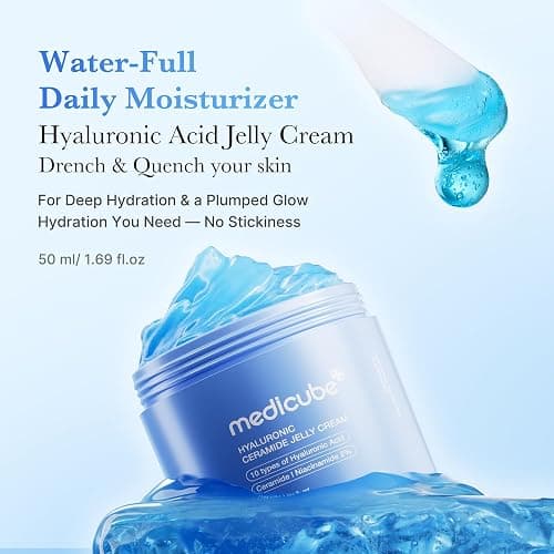 medicube Jelly Cream with Hyaluronic Acid for Long-lasting Hydration | Daily Moisturizer with Hyaluronic Acid, Ceramides, Multi Peptides - Supports Skin's Barrier, All Skin Types, 1.69 fl.oz thumbnail 2