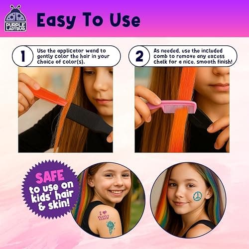 Hair Chalk for Girls Washable Hair Dye - Stocking Stuffers for Kids 8-10 6-8, Christmas Gifts for Girls 6 7 8 9 10 11 12 Years Old, Temporary Hair Color for Kids Tweens Teens Birthday Party, 12 Colors thumbnail 5