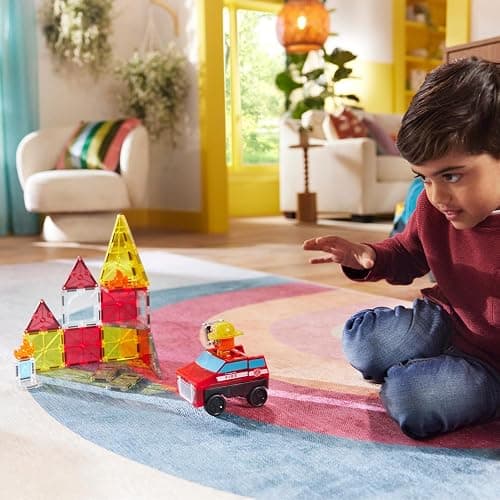 MAGNA-TILES Fire Rescue 27-Piece Magnetic Construction Set, The Original Magnetic Building Brand thumbnail 2