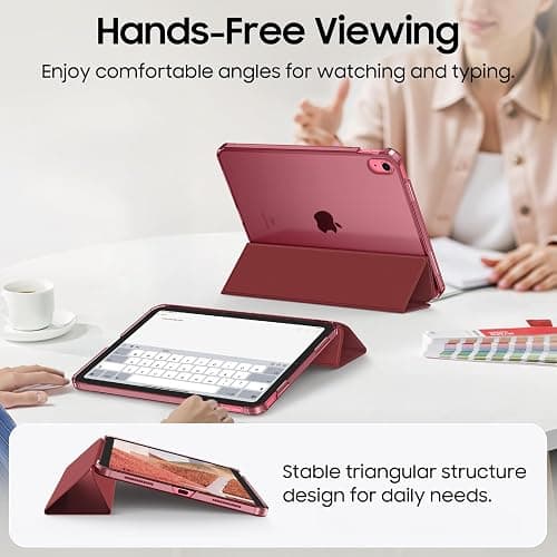 FINTIE Ultra Slim Case for iPad (A16) 11th Generation 11 Inch 2025 / iPad 10th Generation 10.9 Inch 2022 - Frosted Back Shell with Fold-back Stand and Auto Wake/Sleep, Burgundy thumbnail 3