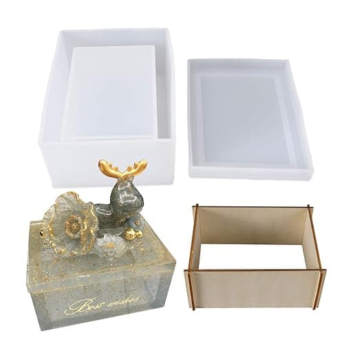 Silicone Tissue Box Resin Mold with Lid Epoxy Resin Casting Mould Tissue Box Cover Napkin Holder DIY Jewelry Trinket Storage Gift Box Craft Supplies Making Home Decoration Gift - Image 1