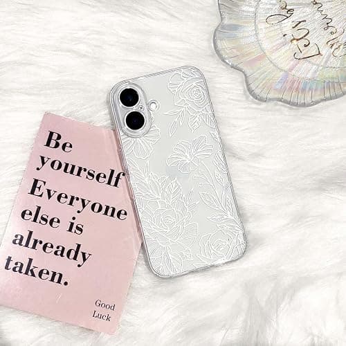 NITITOP Compatible for iPhone 17 Case Cute Clear Floral Flower Pattern for Girls Women Soft TPU Full Camera Lens Shockproof Protective Phone Cover - White thumbnail 4
