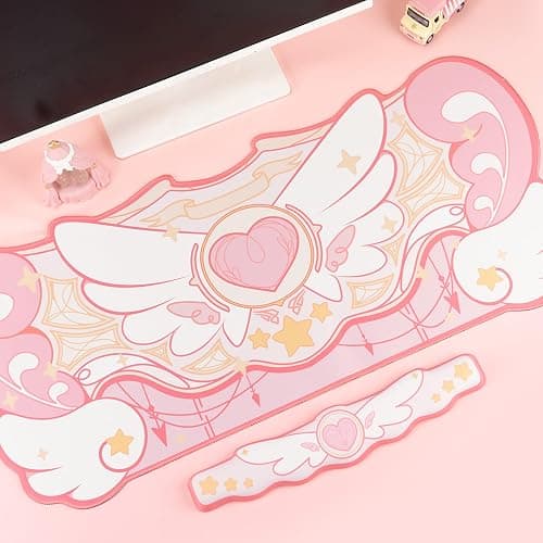 GeekShare Kawaii Mouse Pad Wrist Rest Support Set - Non-Slip Rubber Base Desk Mat and Memory Foam Wrist Rest for Keyboard and Mouse,Perfect for Gaming,or Home Office Work - Star Wings Series thumbnail 7