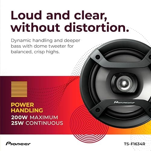 PIONEER F-Series TS-F1634R 6.5” 2-Way Speakers (Pair) – 200W Max, Balanced Sound + Smooth Treble, Great Stock Replacement, High-Efficiency Speaker Designed for OEM Power thumbnail 4