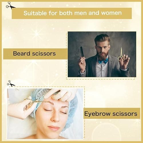 Mudder 3 Pack Small Nose Scissors Facial Hair Trimming Mini Beauty Stainless Steel Grooming Pointed Scissor for Grooming Eyebrows, Nose, Mustache, Beard(Gold) thumbnail 4