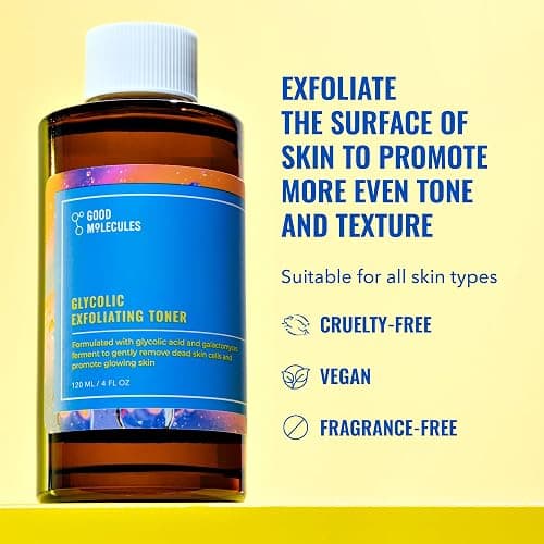 Good Molecules Glycolic Exfoliating Toner - Hyaluronic and Glycolic Acid Daily Toner for Face - Cleansing Facial Exfoliant for Glowing Even Skin Tone, Skin Care thumbnail 2