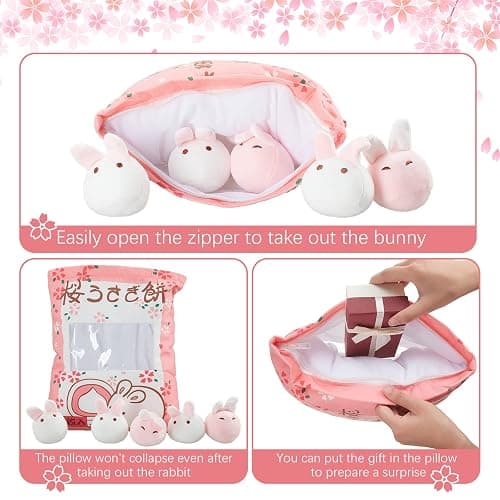 Civaner Cute Plush Pillow Kawaii Room Decor Throw Pillow Removable Stuffed Animal Fluffy Christmas Home Decor Gifts(Bunny) thumbnail 4