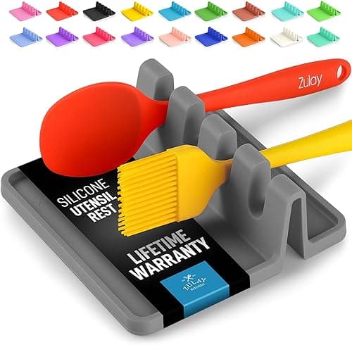 Zuly Kitchen Silicone Utensil Holder with Drip Pad for Multiple Utensils - Heat-Resistant - BPA-Free Spoon Rest for Kitchen & Stove Top - Utensil Holder