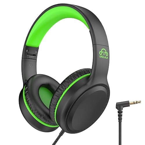 UKELALA Green Wired Headphones for Boys Portable On Ear Youth Headphones for School Airplane Travel Lightweight Portable Compatible with Pad Computer Laptop for Adults Student Children Girls Kids - Image 1