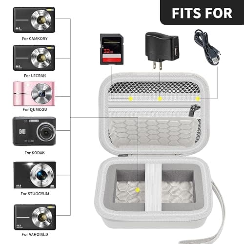 Comecase Carrying & Protective Case for Digital Camera, for CAMKORY/for Kodak Pixpro/for Canon PowerShot ELPH 180/190 / for Sony DSCW800 DSCW830 Cameras for Travel(Bag Only)- White thumbnail 2