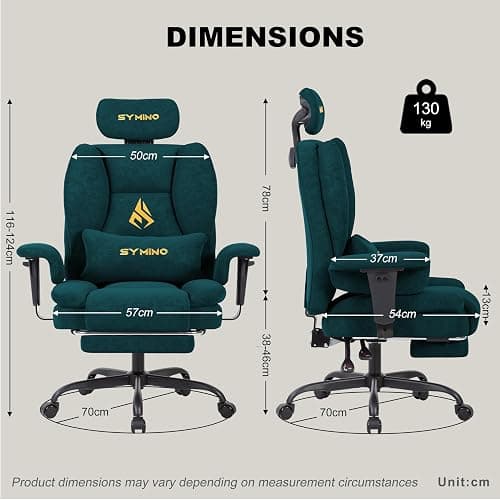Symino Gaming Chair with Footrest, Up/Down Armrests, Suede Fabric Ergonomic Office Chair, 155° Recline Computer Chair for Desk, Green thumbnail 3