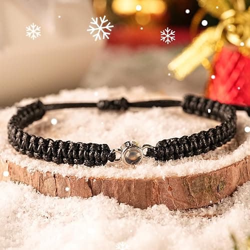 SUPHELPU Bracelet with Picture inside, Personalized Circle Photo Bracelet Projection, Italian Style Charm Bracelets, Personalized Gifts for Boyfriend Men Couples, Photo Gifts for Memorial Christmas thumbnail 5