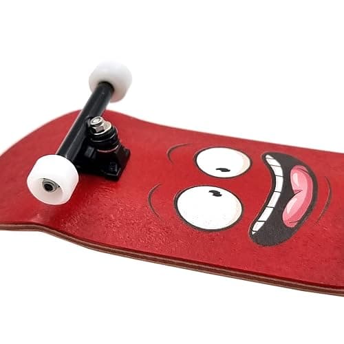 SPITBOARDS® 34mm x 96mm Pro Fingerboard Set-Up (Complete) | Real Wood Deck | Pro Trucks with Lock-Nuts and Pro Bushings | Polyurethane Pro Wheels with Bearings | Red Face thumbnail 5