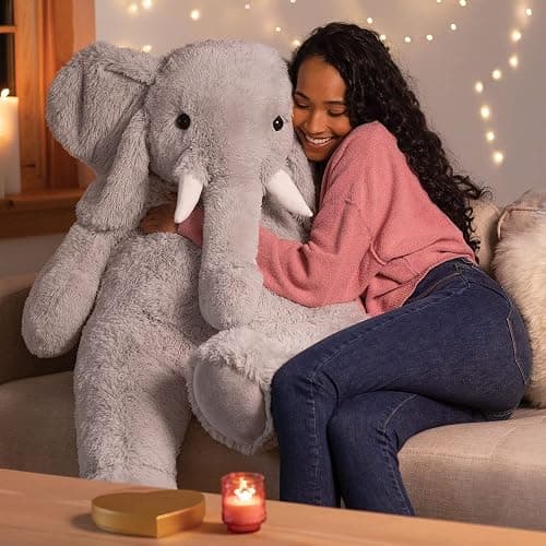 Vermont Teddy Bear Giant Elephant Stuffed Animal | Soft Emotional Support Elephant Plush, Crafted in USA | 4 Ft | Plush Toy for Kids & Adults | Giant Collection thumbnail 7