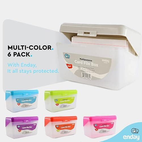 Enday Index Card Holder Grey, 3x5 Note Flash Card Organizer Case, Stackable Index Card File with flip top, Notecard Recipe Purple, Red, Green, Blue, Grey, Pink Holder, Holds 250 Cards thumbnail 5