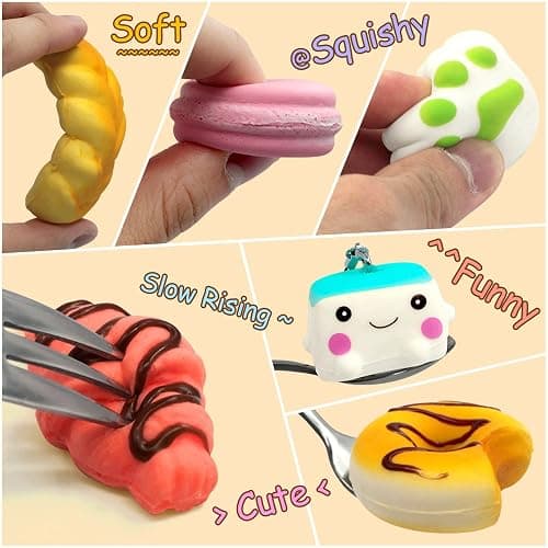Party Favors 30Pcs Kawaii Squishies Christmas Stocking Stuffers Random Slow Rising Squeeze Fidget Toy Phone Straps Stress Ball Toys for Kids Adults Birthday Pinata Easter Basket Fillers Pretend Play thumbnail 3