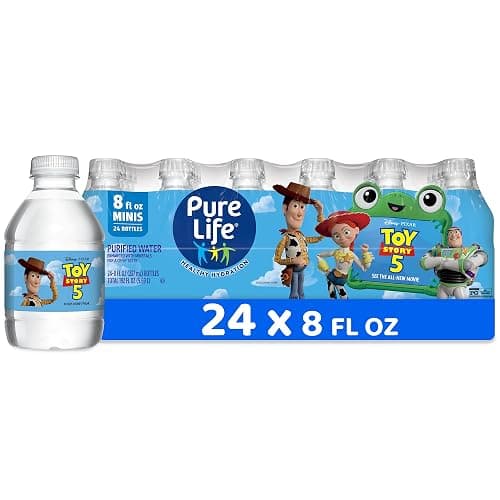 Pure Life Purified Bottled Water, 24 Pack - Still Drinking Water Enhanced with Minerals for a Crisp Taste - 8 Fl Oz - Toy Story 5 Packaging Graphics - Image 1