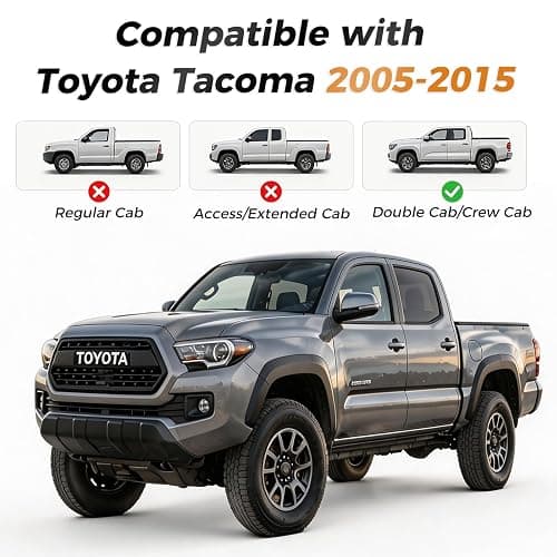 Coverado Tacoma Seat Covers, Car Seat Covers Front Seats, Leather Seat Covers for Cars Car Seat Protector Cushion Tacoma Accessories Custom Fit 2005-2023 Toyota Tacoma Double/Crew Cab(Black) thumbnail 5