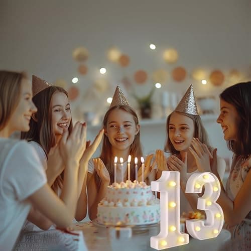 13th Birthday Decorations for Girls Boys,13th Birthday Party Decorations for Centerpieces Table,Light Up Numbers 13 Sign for Party Backdrop Wall Decor for 13 Wedding Anniversary Decoration thumbnail 6