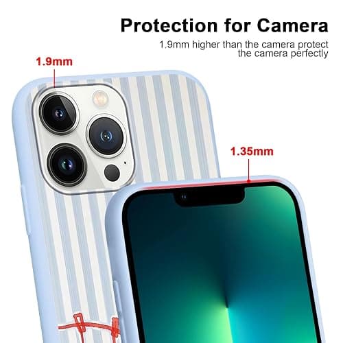 RUMDEY for iPhone 13 Pro Max 6.7'' Cute Blue Summer Stripes Collage Phone Case, Aesthetic Vertical Line Seashells Beach Bikini Pattern Phone Cover Soft TPU Shockproof Protective Case for Girls Women thumbnail 4