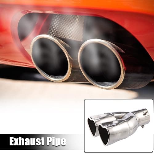 X AUTOHAUX 63mm 2.48" Inlet Straight Type Heart Shape Universal Exhaust Pipe Muffler Tip Tailpipe Bolt-On for Car Truck 8.1" Length Stainless Steel Silver Tone thumbnail 2