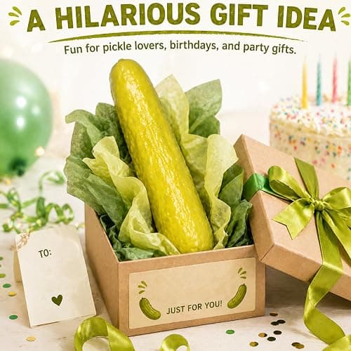 Squishy Pickle, Pickle Squishy Stress Toy, Fidget Squishy Toys, Fruit Stress Balls for Anxiety Relief, Perfect to Squeeze, Sensory Toys (Pickle) thumbnail 6