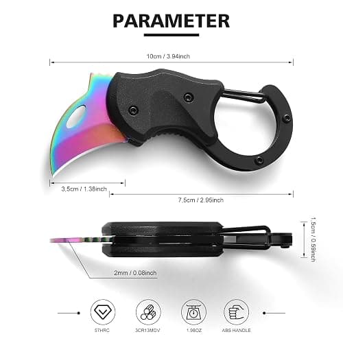 Rainbow Keychain Knife,Cool Folding Knife Box Cutter ，Small Pocket Knife Gift for Men,Mini EDC Knives for Everyday Carry,Small Gift for Women Men thumbnail 2