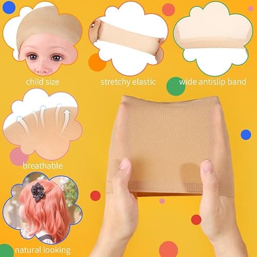 Fandamei Wig Cap, 4PCS Wig Cap for Kids Light Brown. Stretchy Stocking Caps for Wigs, Natural for Halloween, Cosplay. thumbnail 4