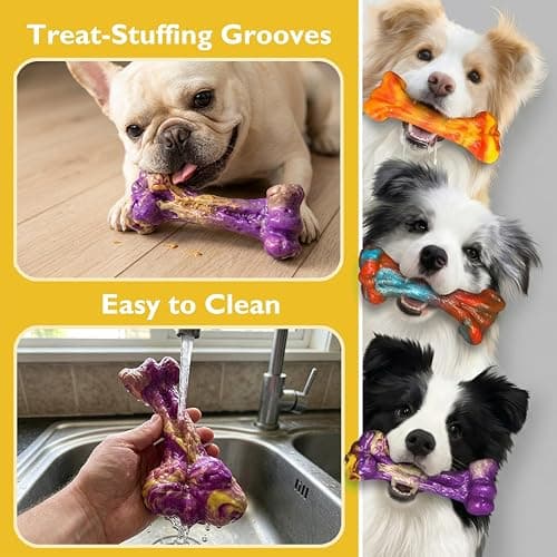 Trazoro 3-Pack Dog Chew Toys for Aggressive Chewers, Medium Large Breed | Indestructible Dog Bone Toys to Keep Them Busy,Dental Textured, Long Lasting,Beef Flavor thumbnail 8