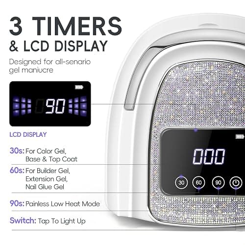 COSCELIA U V Nail Lamp Cordless Rechargeable U V Light for Gel Nails Prossional Automatic Sensor 3 Timer Quick Drying Glitter Nail Dryer Gifts for Women thumbnail 5