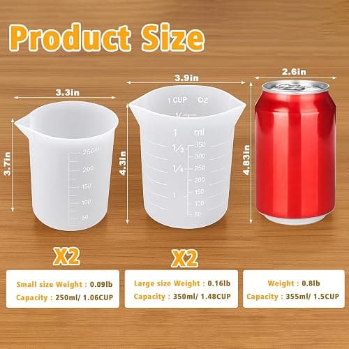 Palksky Silicone Cups for Melting Chocolate, 4PCS Silicone Measuring Cups with 250 & 350ml Capacity, Reusable Baking Supplies for DIY Chocolate Molds thumbnail 2