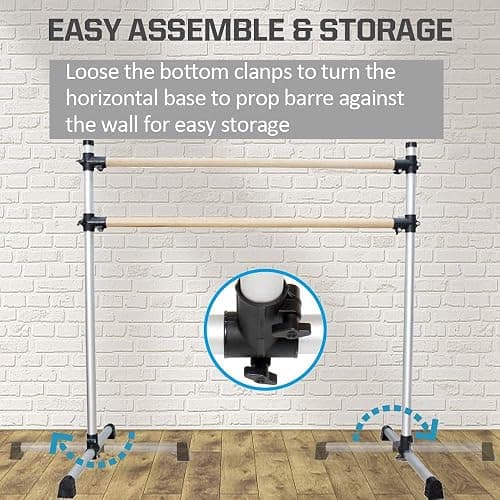 UMEKEN Wood/Aluminum/Steel Ballet Barre 4 Foot Portable Barre Bar Home Adjustable Freestanding Ballet Stretch Dance Bar for Kids Adult with Carry Bag thumbnail 7