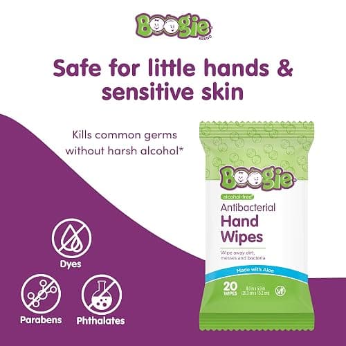 Boogie Antibacterial Hand Wipes - 100 Count | Hypoallergenic & Alcohol-Free, Travel and Diaper Bag Essential thumbnail 3