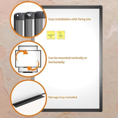 VIZ-PRO Magnetic Dry Erase White Board, 36 X 24 Inches, Black Aluminium Frame thumbnail 5