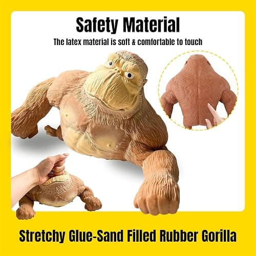 YHan Stretchy Monkey Fidget Toy Squishy Stress Relief for Kids & Adults, Gorilla Squishy Toy, Stretchable & Squeezable Sensory Toys for Anxiety Relief (Medium, Brown) thumbnail 3