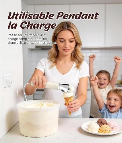WADEO Cuillère à Crème Glacée Chauffante, Cuillère à Boule Glace Électrique | avec Écran LED, 4 niveaux Chaleur 40-70°C & Étanche IP67, 2500 mAh, Prélever Facilement Glace Dure, Lavable au lave-vaissel thumbnail 4